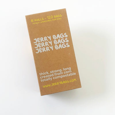 jerry bags compostable poop bags front box 120 bags